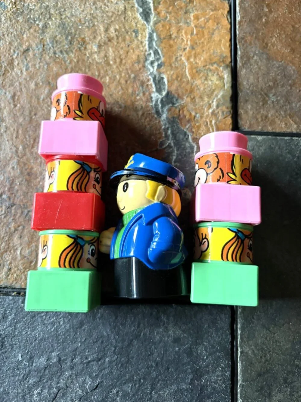 Vintage 1980s Mega Bloks figure lot - captain sailor & face blocks (Ritvik)